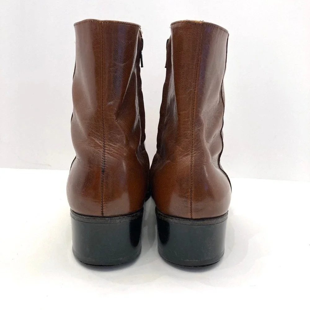Vtg Florsheim Brown Leather Boots Mens 8.5 D 3215 Side Zip Beatle Moto Retro